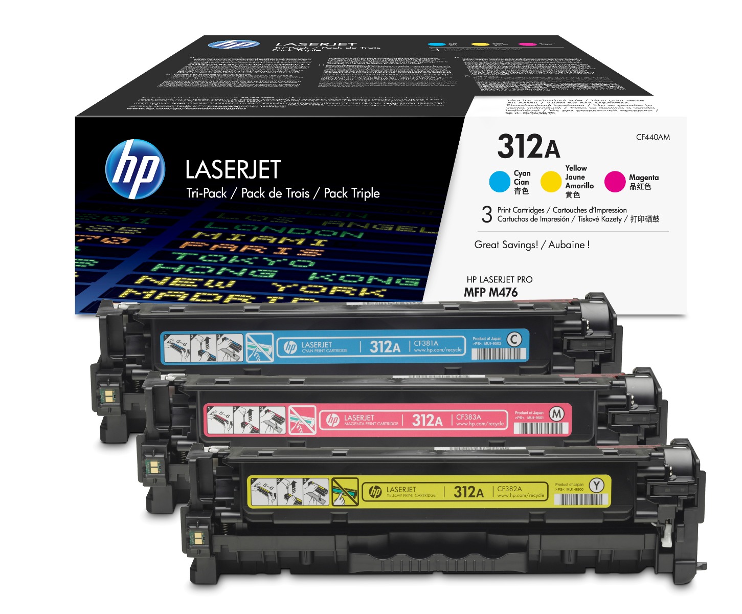 HP 312A 3 Colour Toner Cartridge Multipack - (CF440AM)