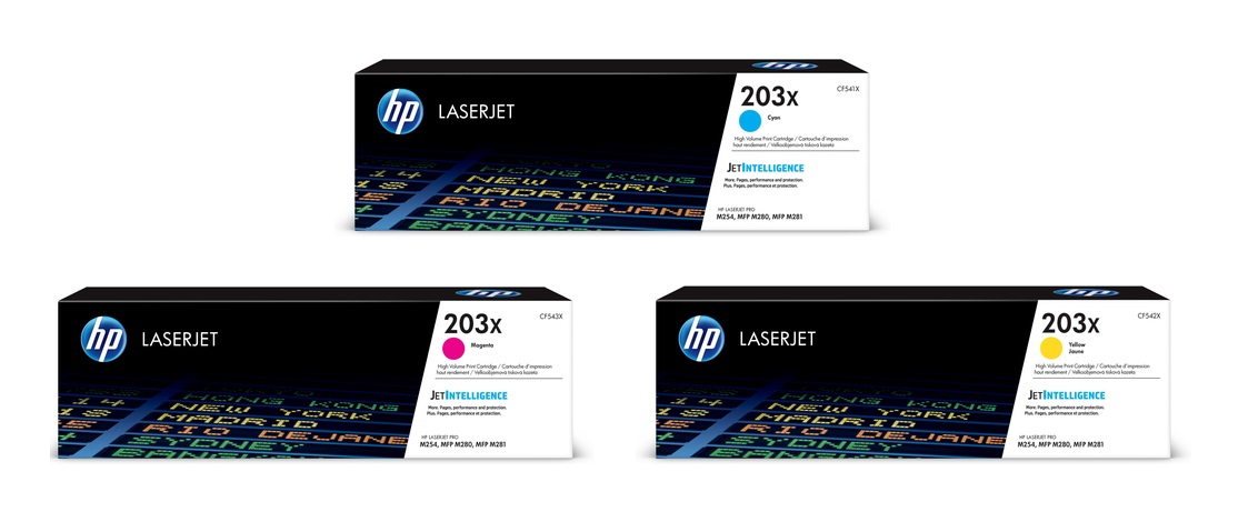 HP 203X High Capacity 3 Colour Toner Cartridge Multipack