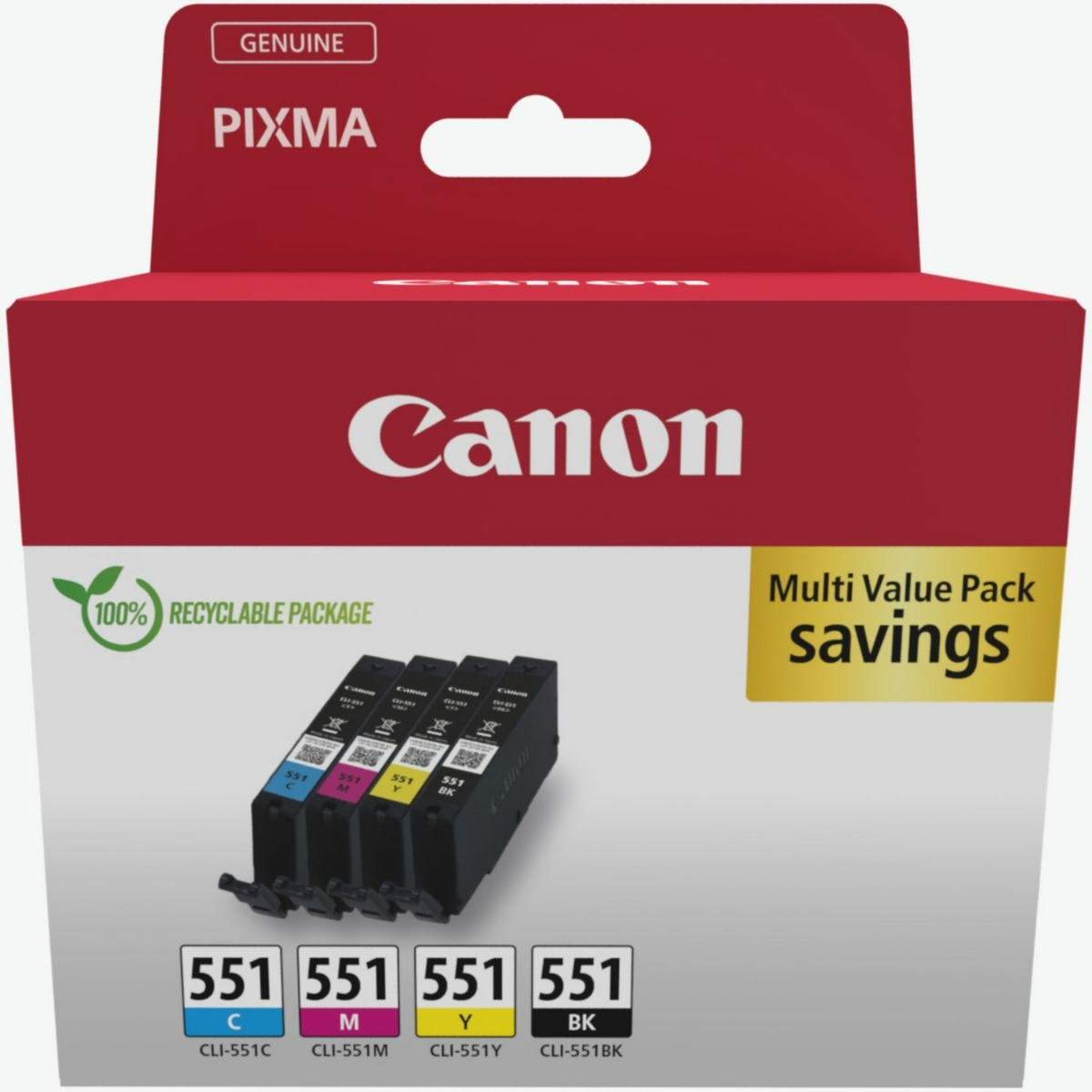 Canon CLI-551 4 Colour Ink Cartridge Multipack