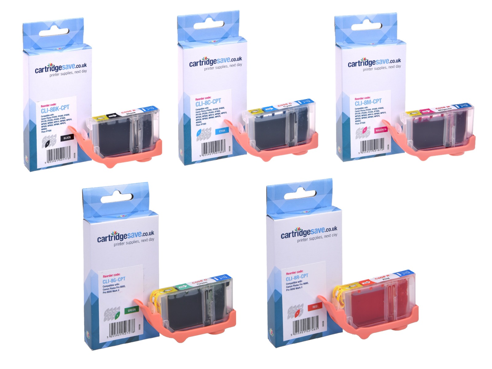 Compatible Canon CLI-8 5 Colour Ink Cartridge Multipack