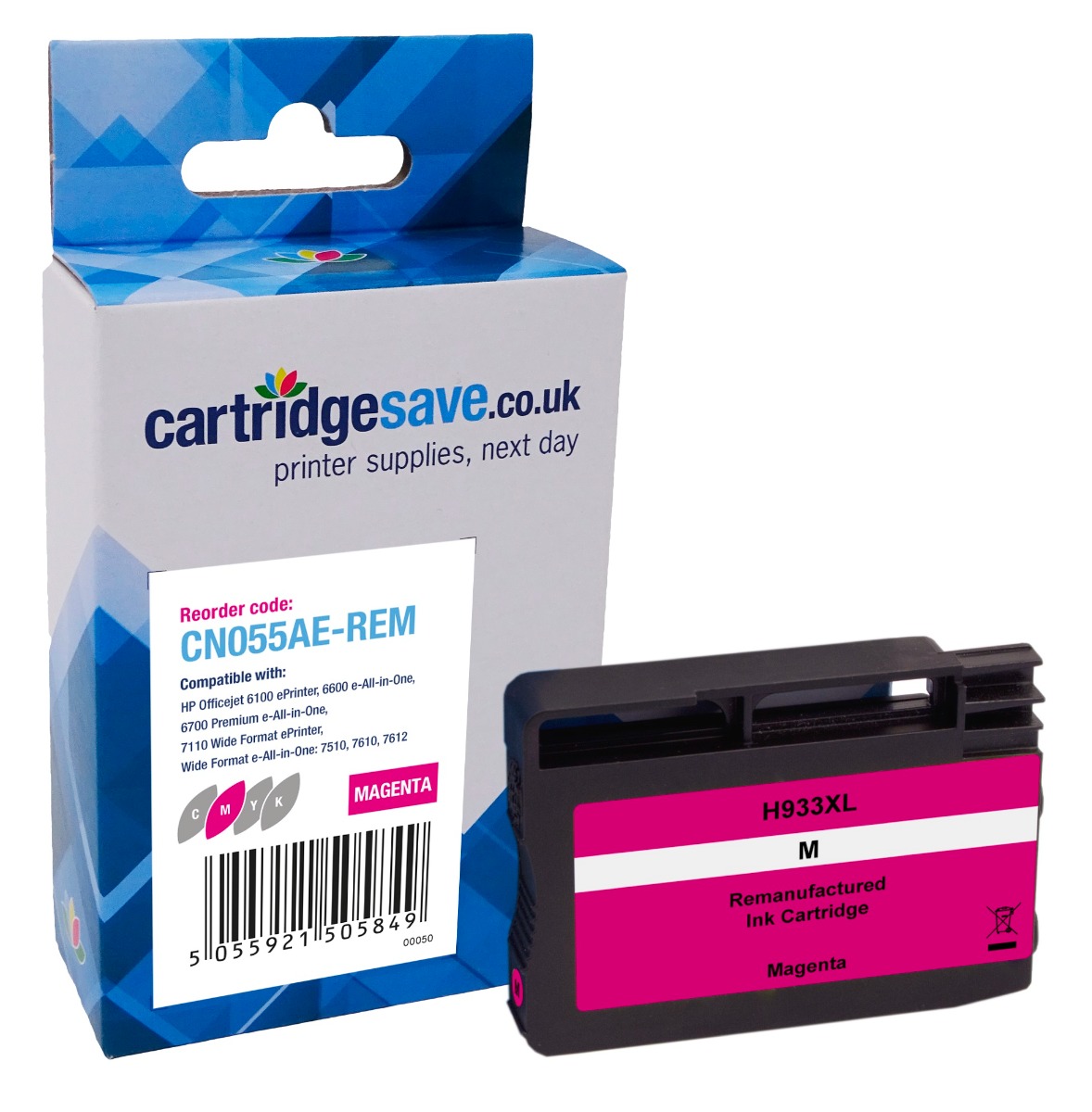 Compatible HP 933XL High Capacity Magenta Ink Cartridge - CN055AE