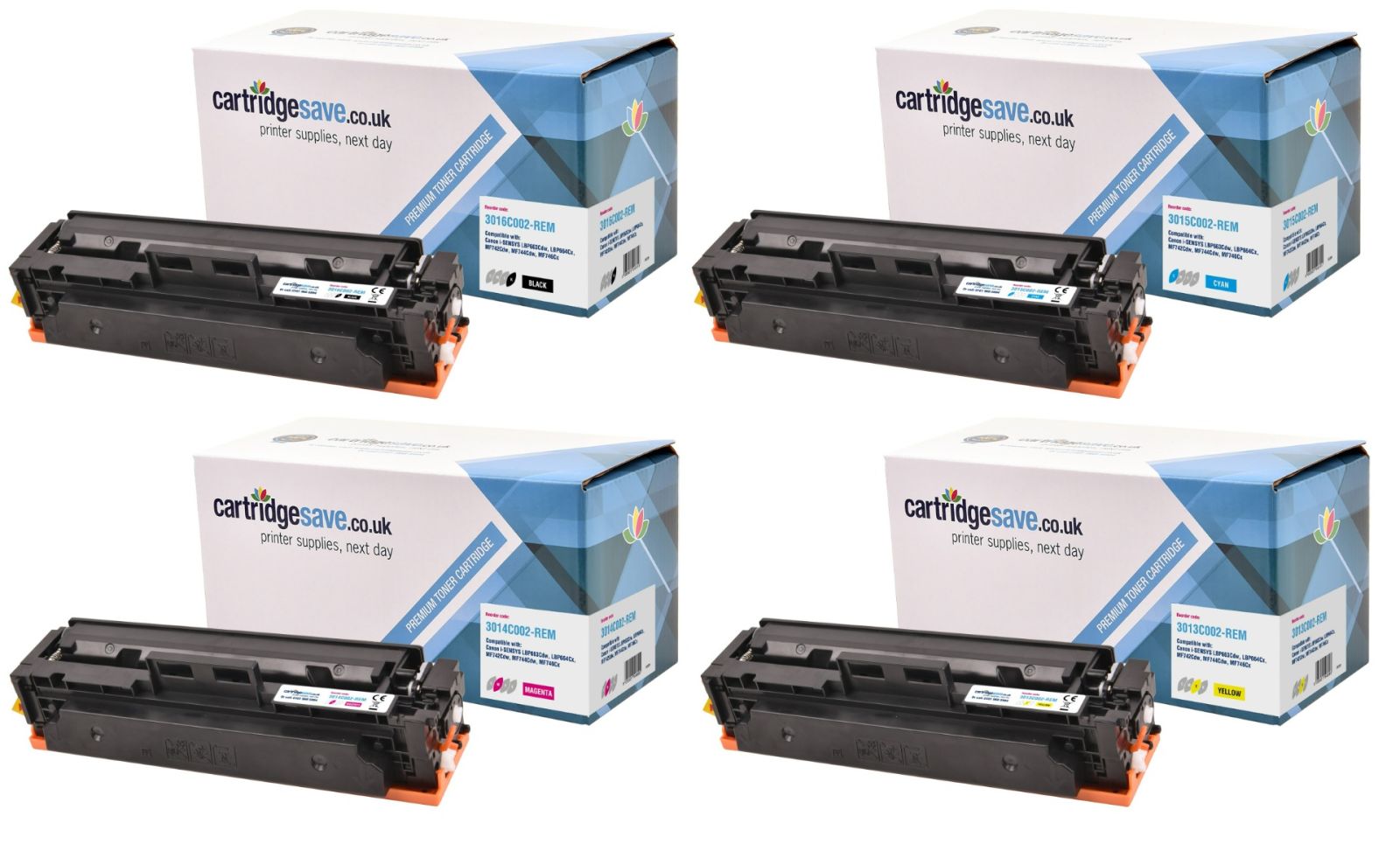 Compatible Canon 055 4 Colour Toner Cartridge Multipack