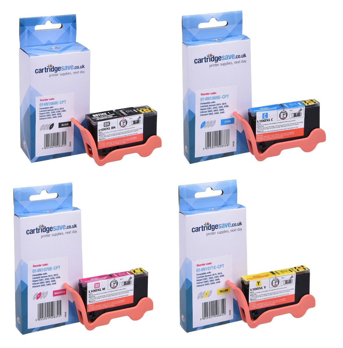 Compatible Lexmark 100XL High Capacity 4 Colour Ink Cartridge Multipack - (14N1921E)