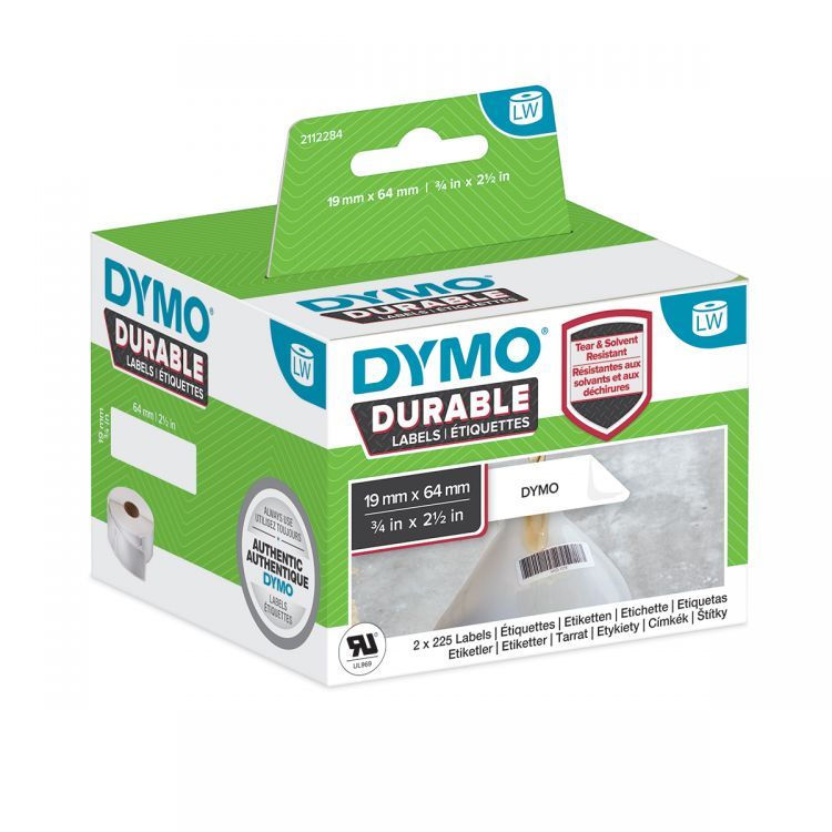 Dymo LabelWriter 2112284 Black on White Adhesive Labels 19mm x 64mm