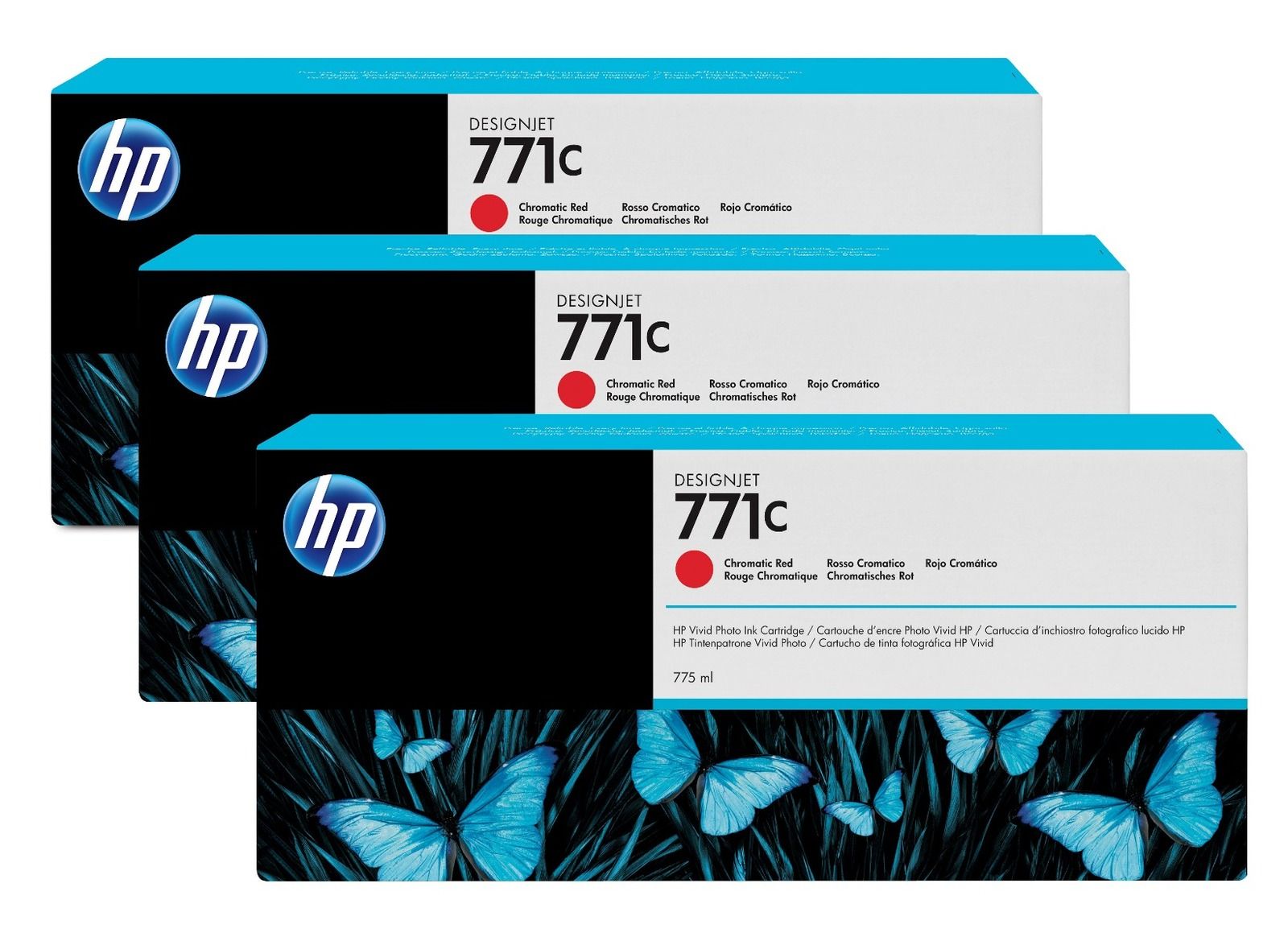 HP 771C 3 x Chromatic Red Ink Cartridge Multipack - (B6Y32A)