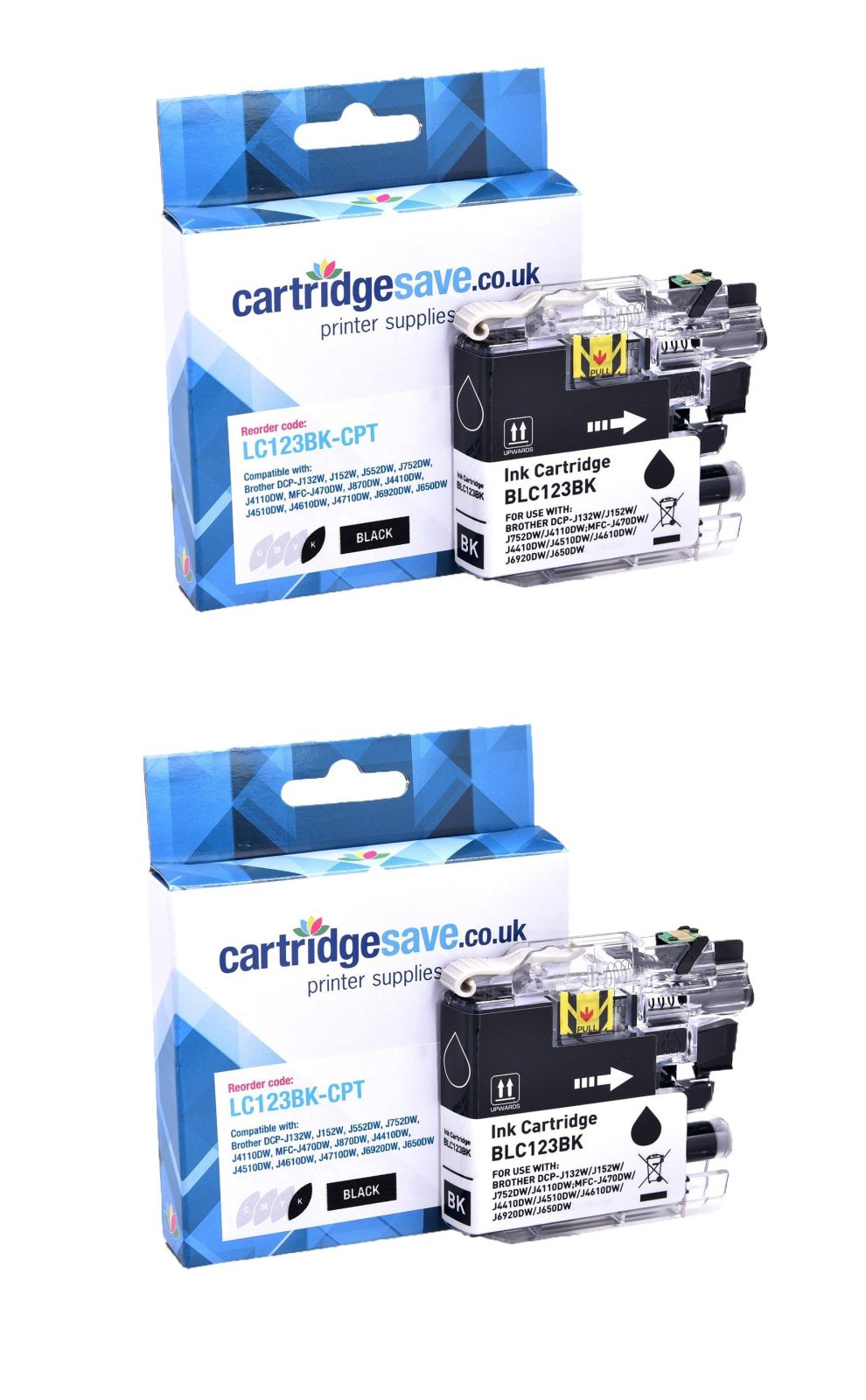 Compatible Brother LC123BK Black Ink Cartridge Twin Pack (LC123BKBP2)