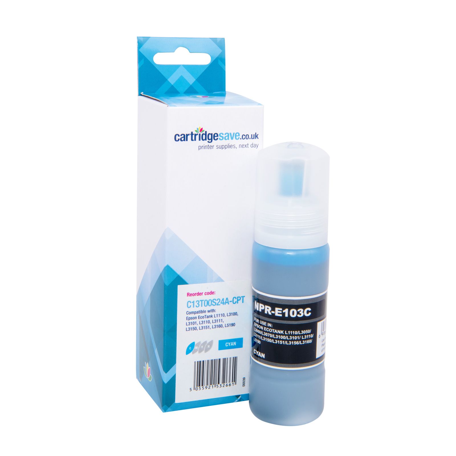 Compatible Epson 103 Cyan Ink Bottle - (C13T00S24A)