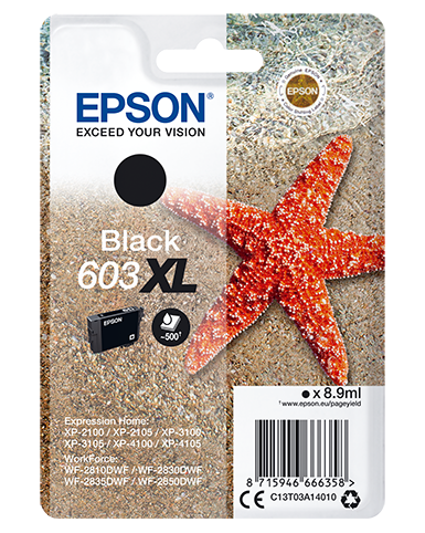 Epson 603XL High Capacity Black Ink Cartridge - (C13T03A14010)