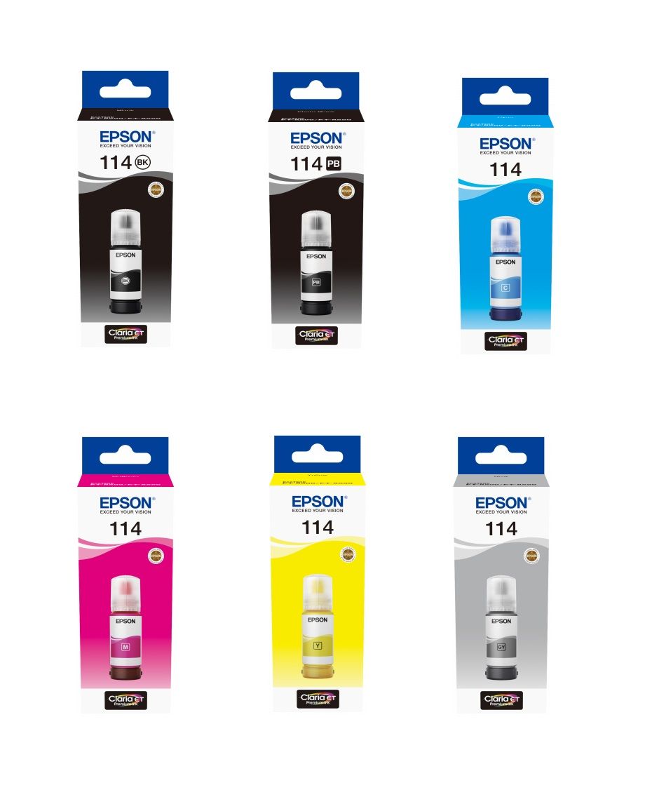 Epson 114 6 Colour Ink Bottle Multipack - (C13T07A140, C13T07B140, C13T07B240, C13T07B340, C13T07B440, C13T07B540)