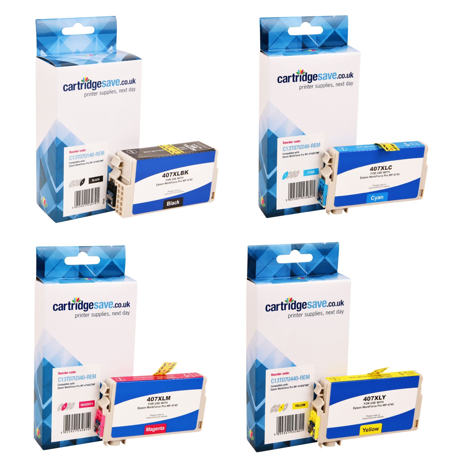 Compatible Epson C13T07U 4 Colour Ink Cartridge Multipack - (C13T07U140/240/340/440)