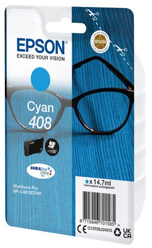 Epson DURABrite Ultra 408 Cyan Ink Cartridge - (C13T09J24010)