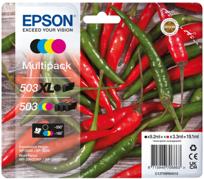 Epson 503XL / 503 4 Colour Ink Cartridge Multipack - (C13T09R94010 Chilli)