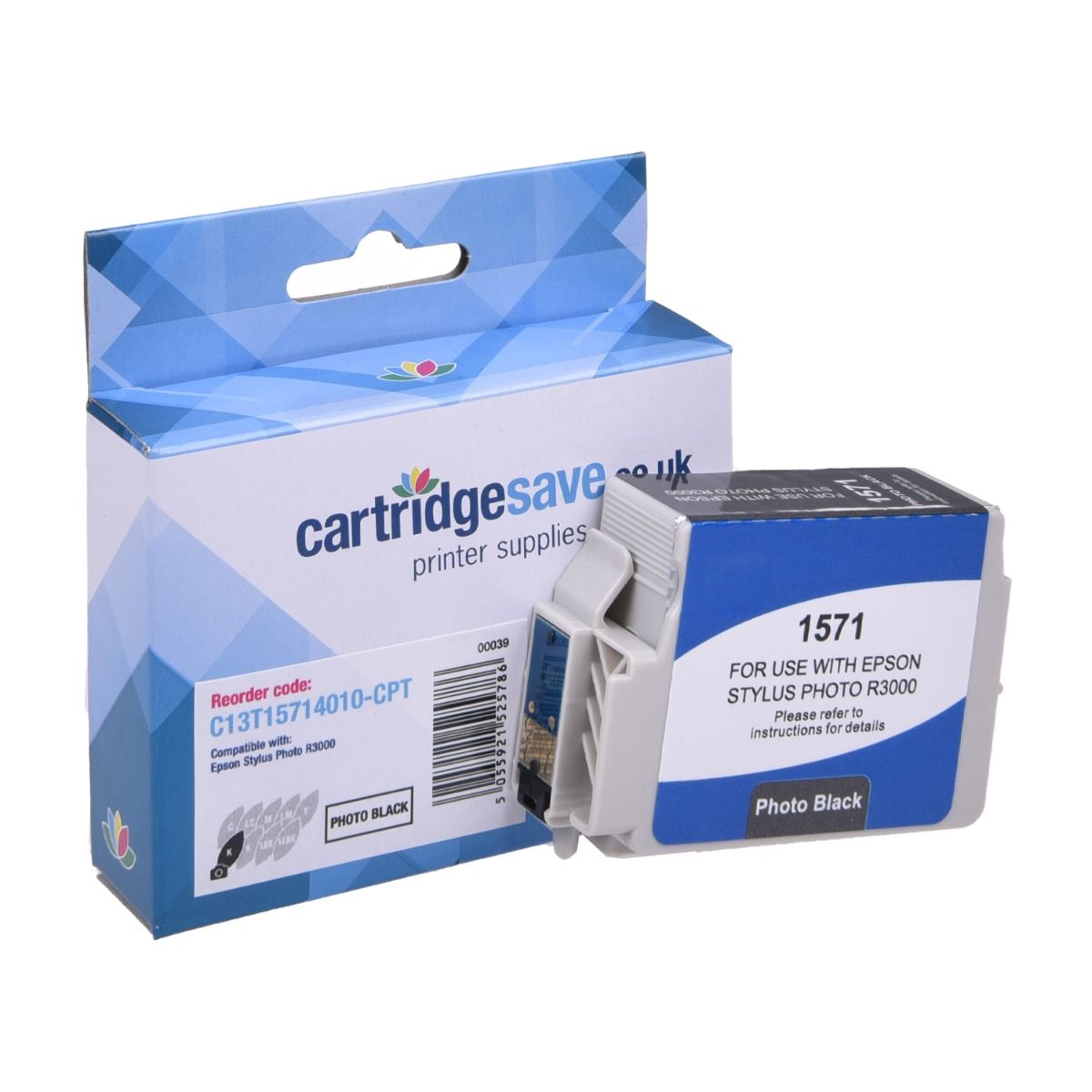 Compatible Epson T1571 Photo Black Ink Cartridge - (C13T157140 Turtle)