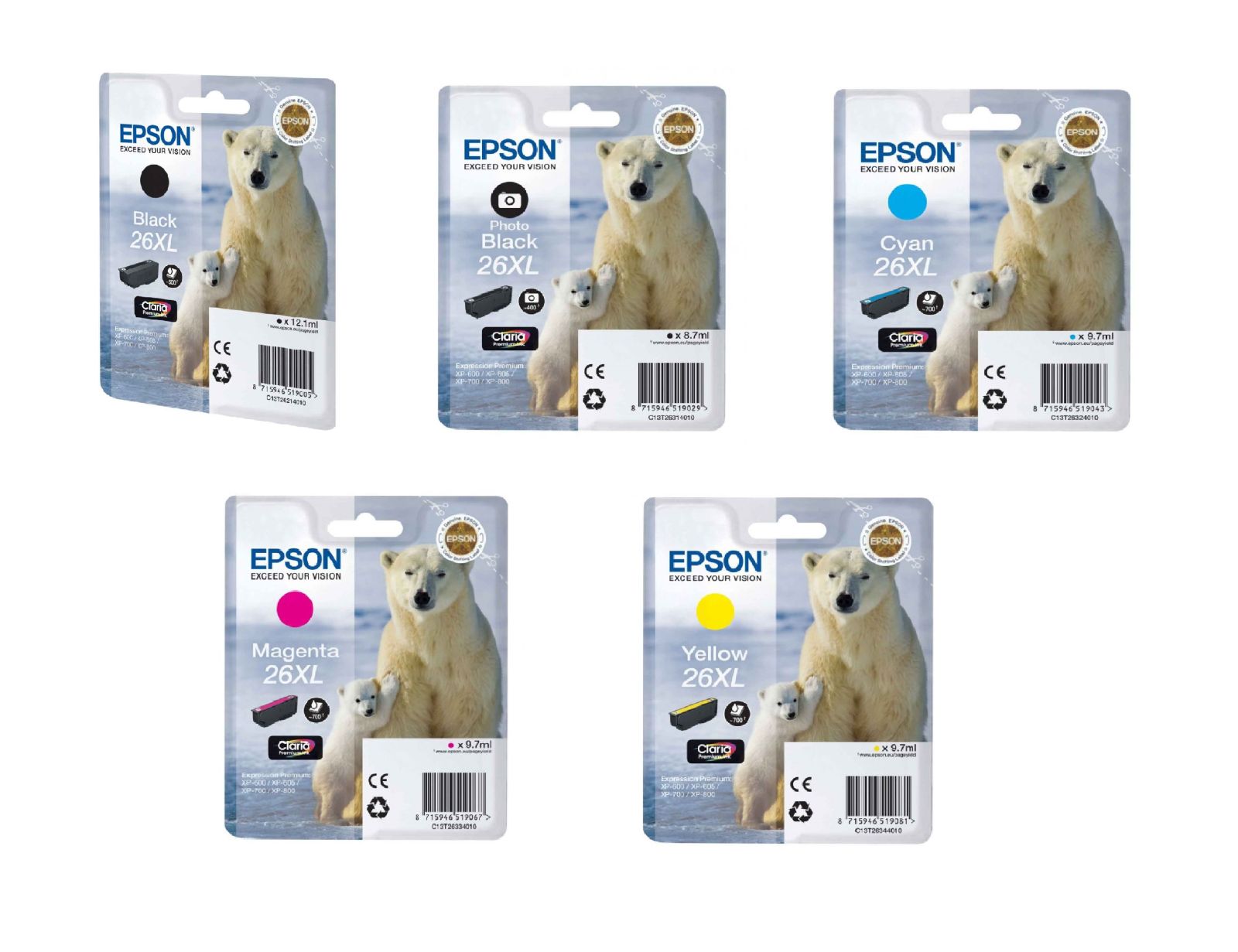 Epson C13T26 5 Colour High Capacity Ink Cartridge Multipack