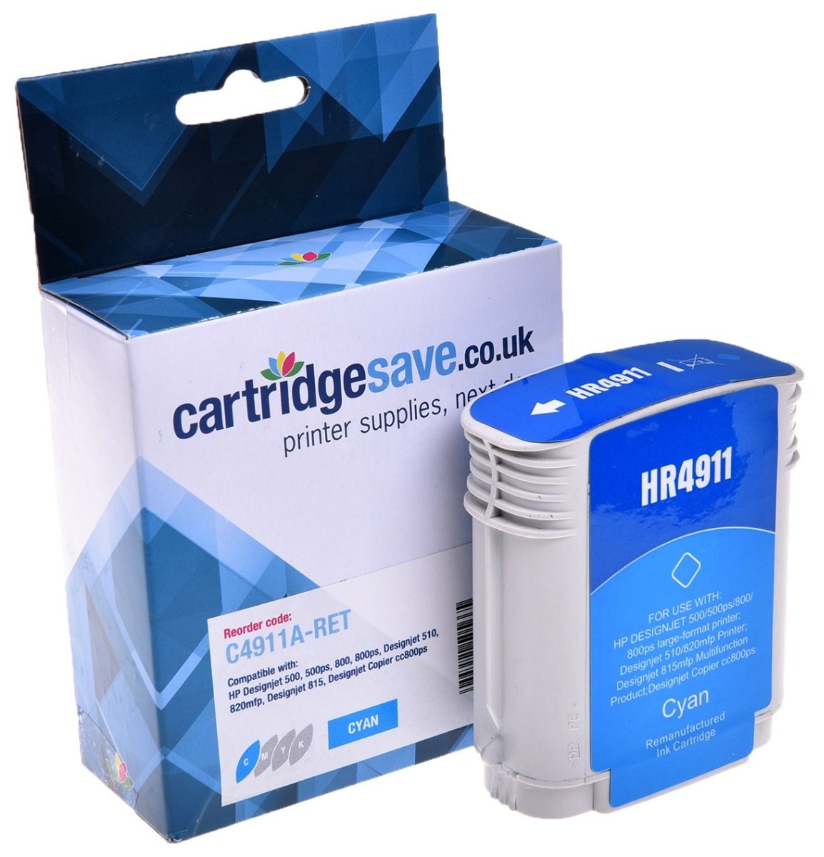 Compatible HP 82 High Capacity Cyan Ink Cartridge - (C4911A)