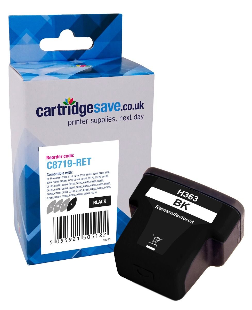 Compatible HP 363XL High Capacity Black Printer Cartridge - (C8719EE)