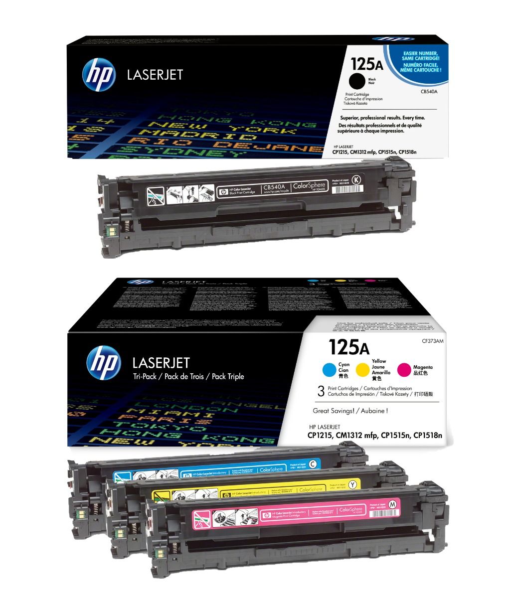 HP 125A 4 Colour Toner Cartridge Multipack (CB540A & CF373AM)