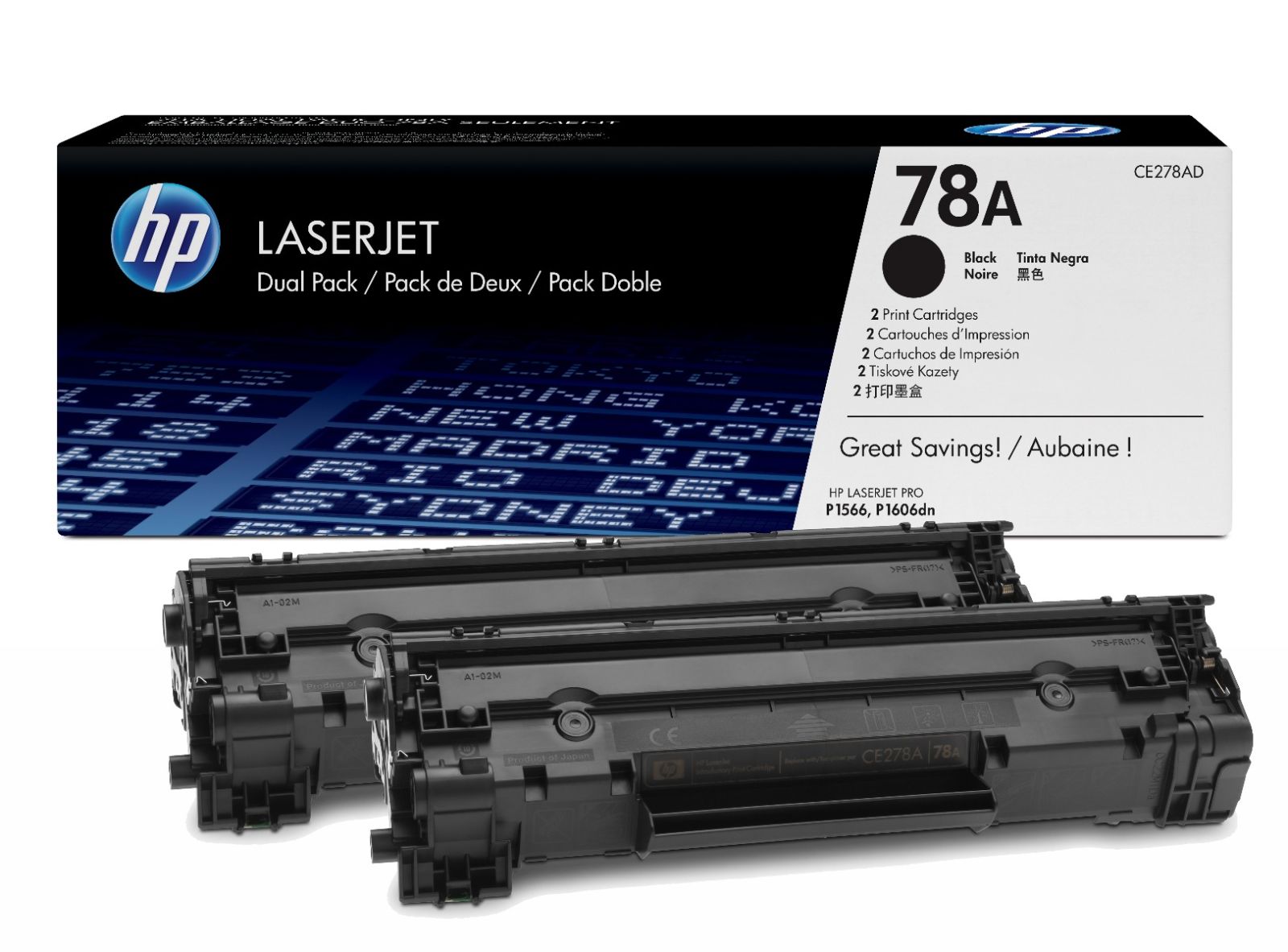 HP 78A Black Toner Cartridge Twin Pack (CE278AD)