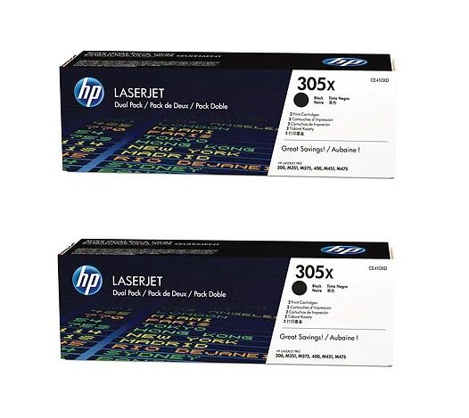 HP 305X High Capacity Black Toner Cartridge Twin Pack - (CE410XD)