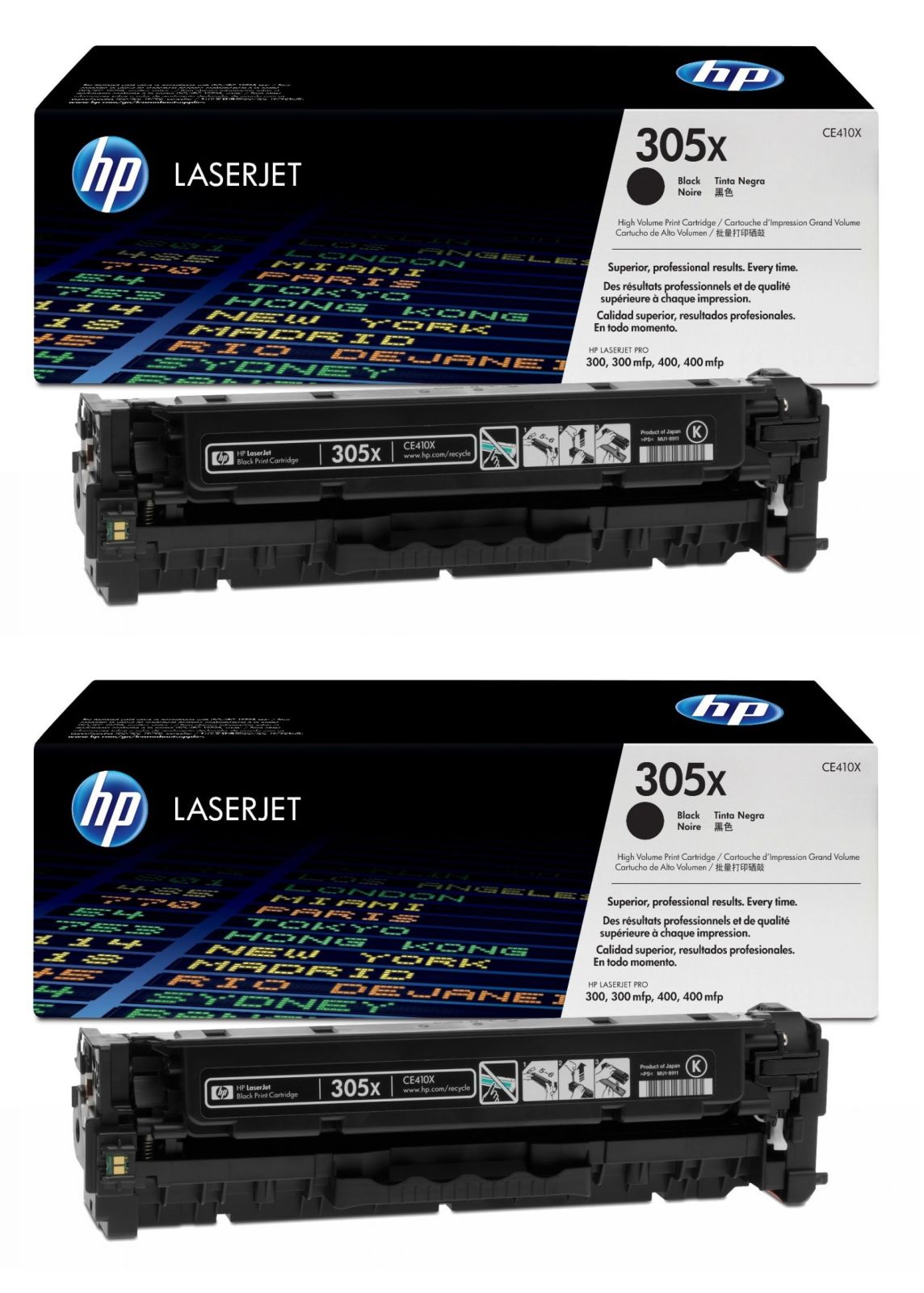 HP 305X High Capacity Black Toner Cartridge Twin Pack - (CE410XD)