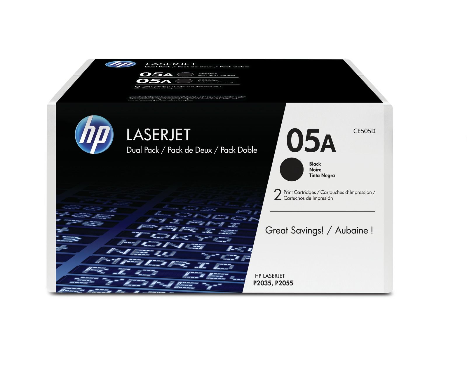 HP 05A Black Toner Cartridge Twin Pack (CE505D)