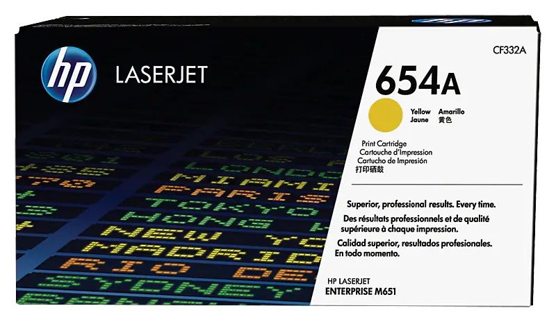 HP 654A Yellow Toner Cartridge - (CF332A)