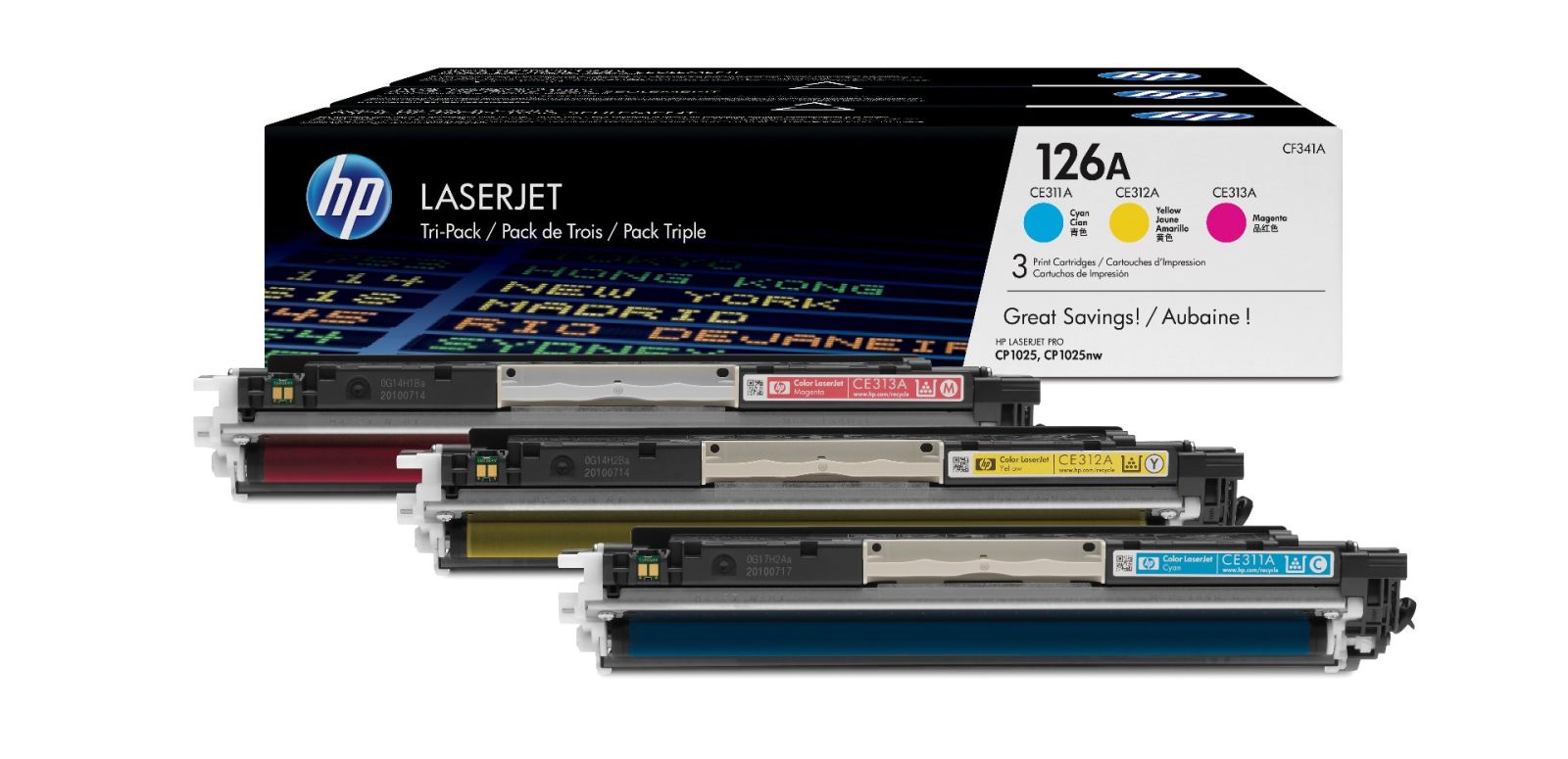 HP 126A 3 Colour Toner Cartridge Multipack - (CF341A)