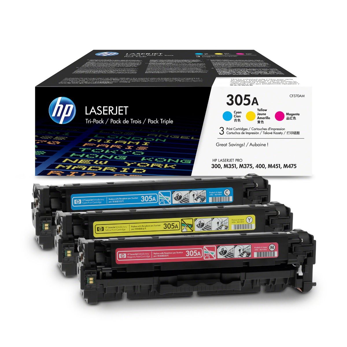 HP 305A 3 Colour Toner Cartridge Multipack (CF370AM)