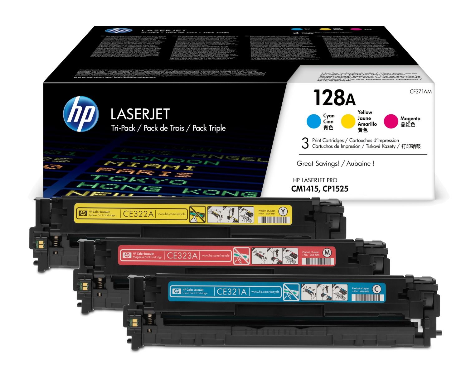 HP 128A 3 Colour Toner Cartridge Multipack - (CF371AM)