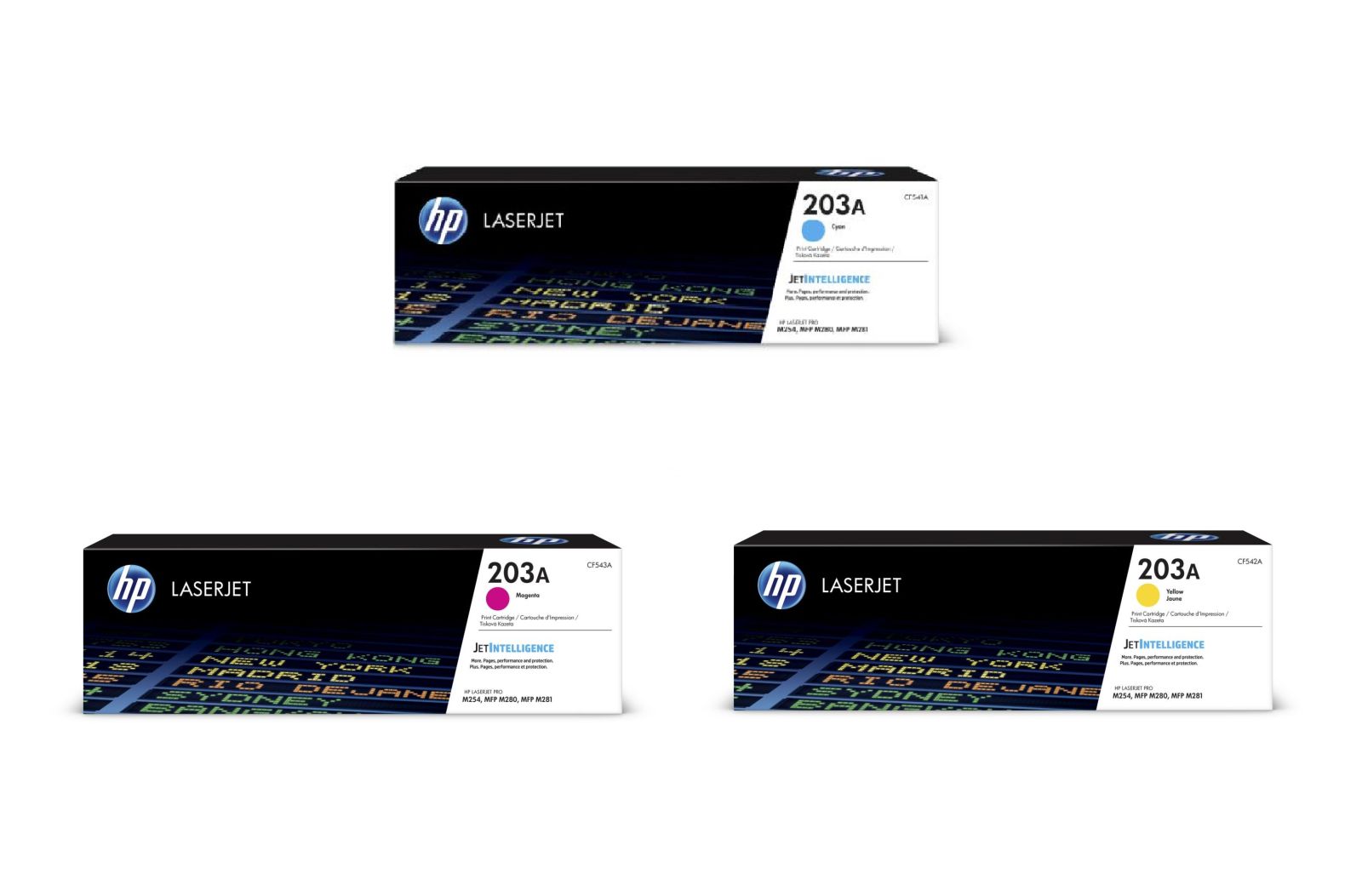 HP 203A 3 Colour Toner Cartridge Multipack