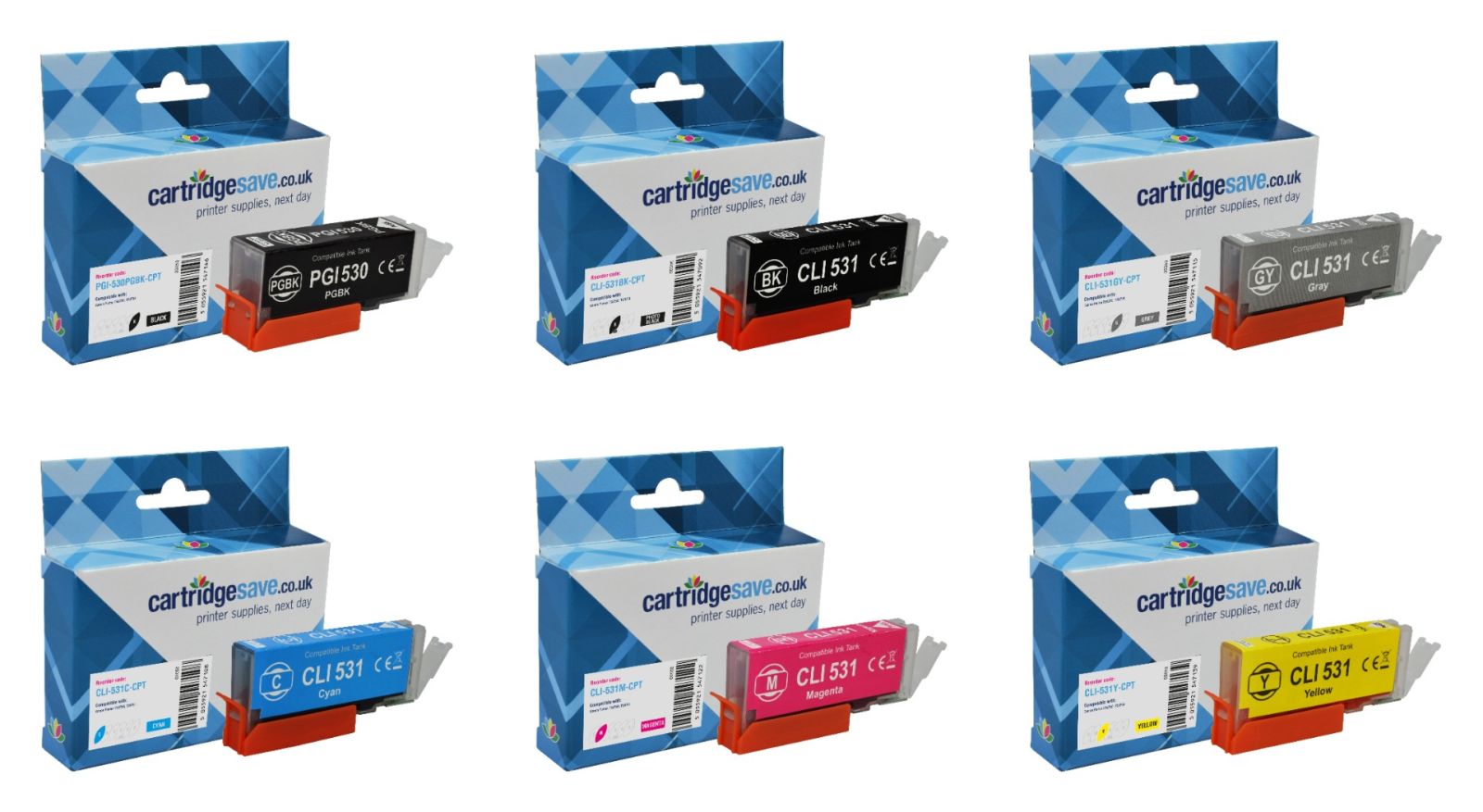 Compatible Canon PGI-530 / CLI-531 - 2 x Black & 4 x Colour Ink Cartridge Multipack