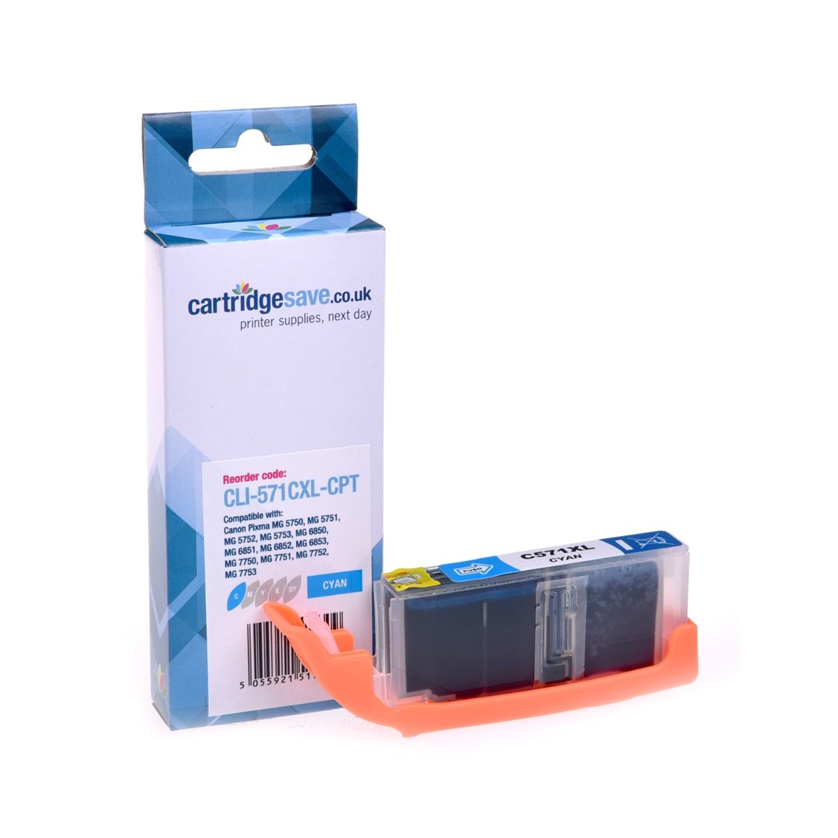 Compatible Canon CLI-571CXL High Capacity Cyan Printer Cartridge - (0332C001)