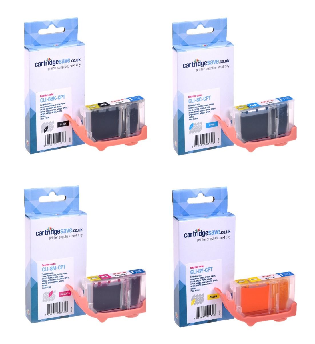 Compatible Canon CLI-8 4 Colour Ink Cartridge Multipack