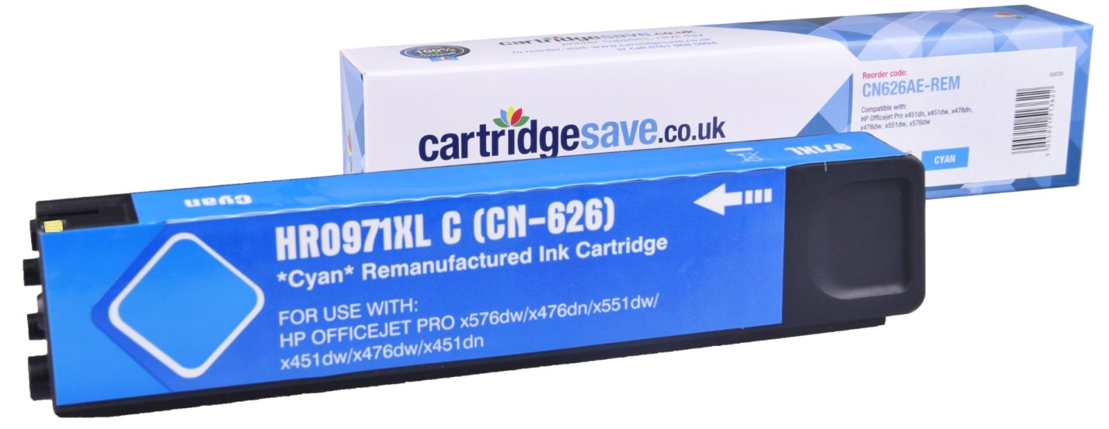 Compatible HP 971XL High Capacity Cyan Ink Cartridge - (CN626AE)