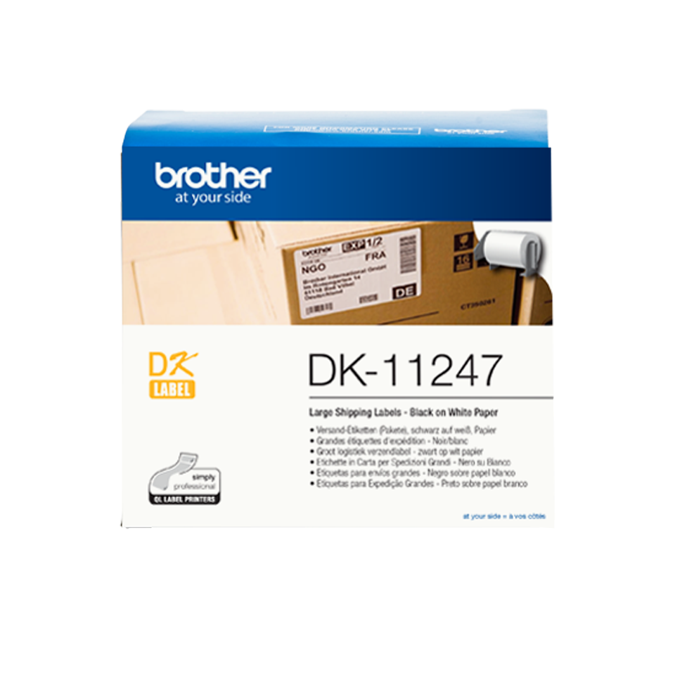 Brother DK-11247 180 x Black On White 103mm x 164mm Permanent Adhesive Large Shipping Labels