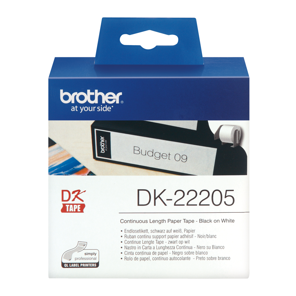 Brother DK-22205 Black On White 62mm x 30.48m Strong Adhesive Continuous Tape Paper (DK22205 Tape)