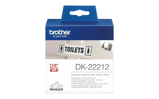 Brother DK-22212 Black On White 62mm x 15.24m Permanent Adhesive Continuous White Film Tape