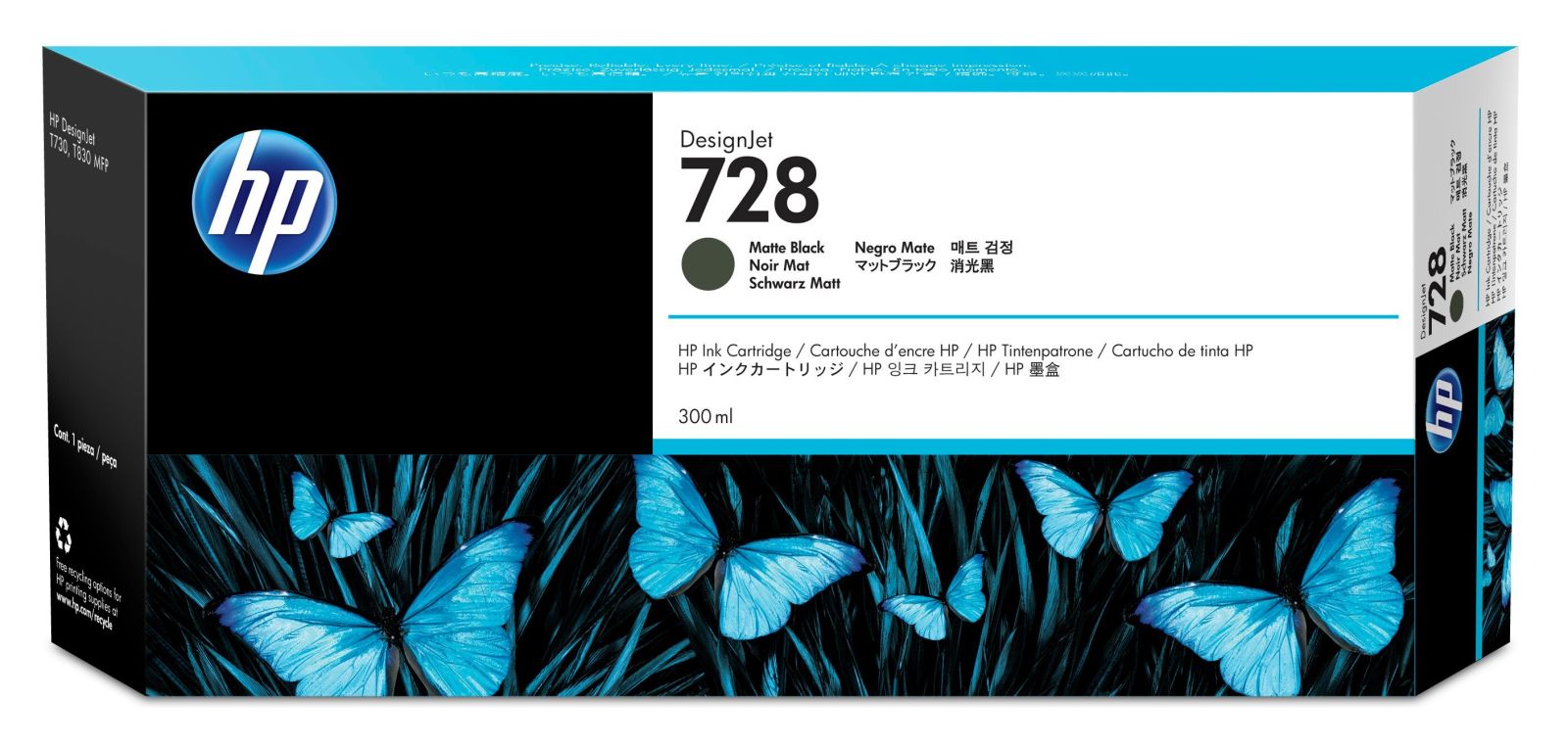 HP 728 Extra High Capacity Matte Black Ink Cartridge - (F9J68A)