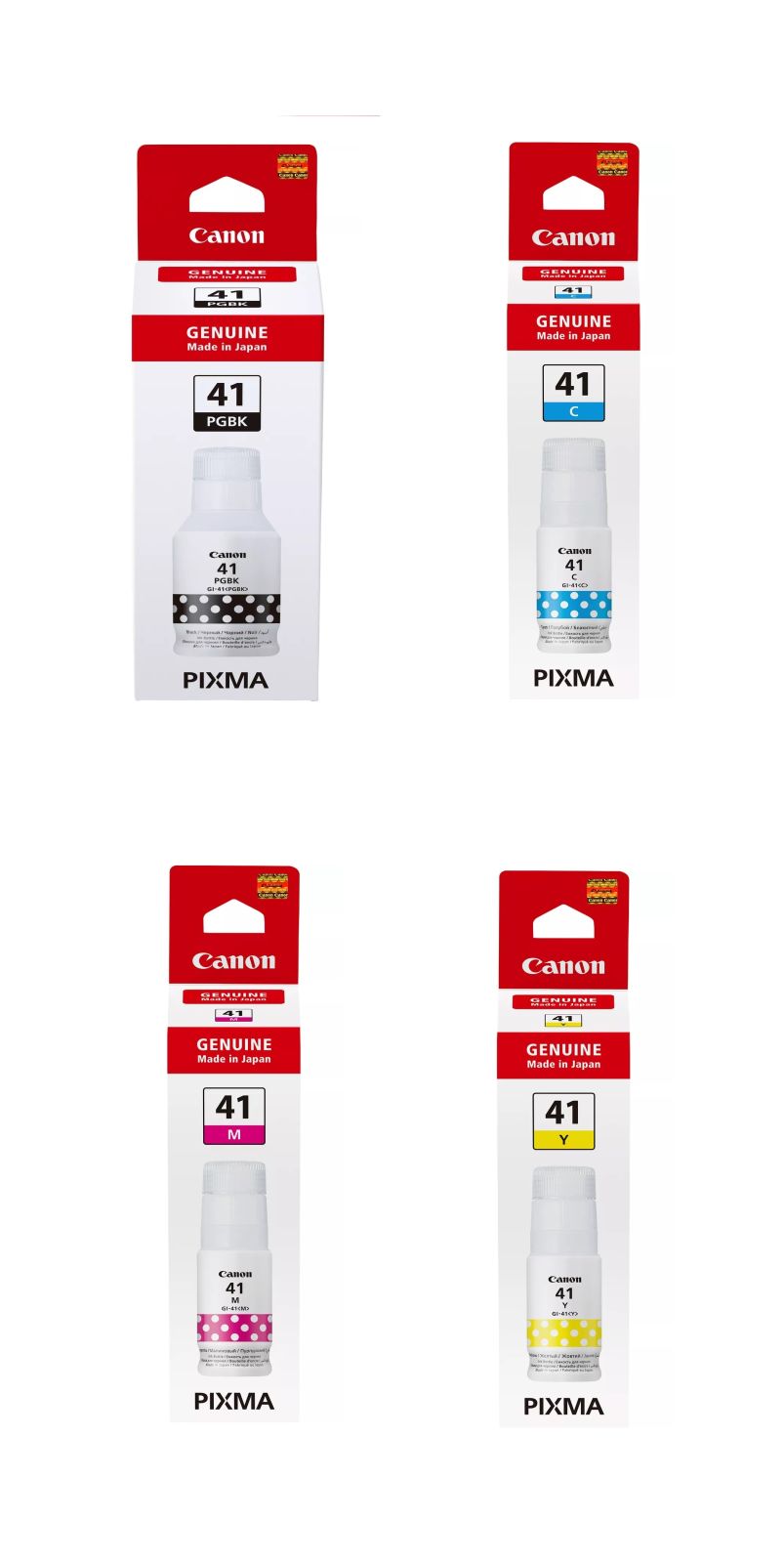 Canon GI-41 4 Colour Ink Bottle Multipack (GI-41PGBK, GI-41C, GI-41M, GI-41Y)