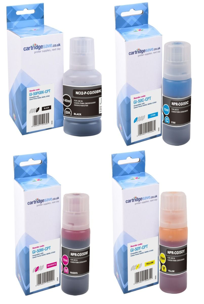 Compatible Canon GI-50 4 Colour Ink Bottle Multipack