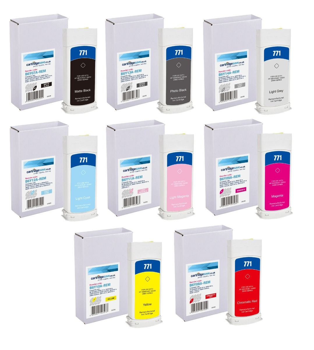 Compatible HP 771C 8 Colour Ink Cartridge Multipack