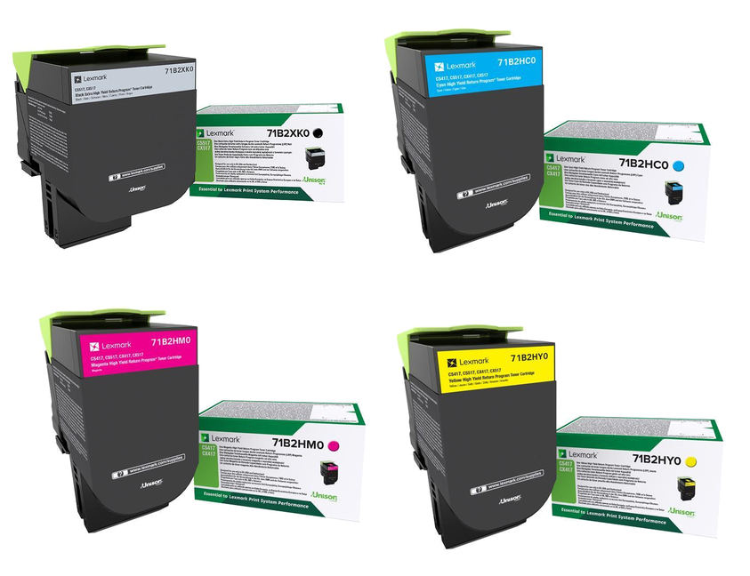 Lexmark 71B2 Extra High Capacity Black & High Capacity 3 Colour Return Program Toner Cartridge Multipack