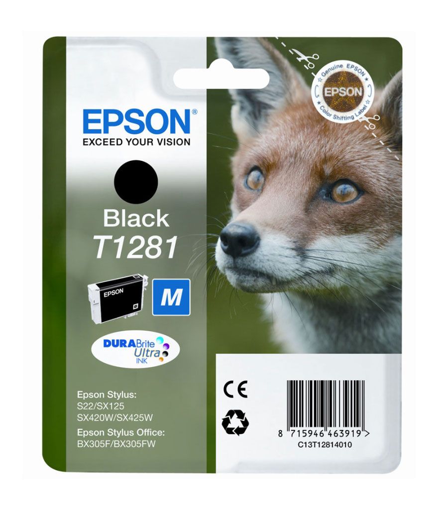 Epson T1281 Black Ink Cartridge - (T1281 Fox)