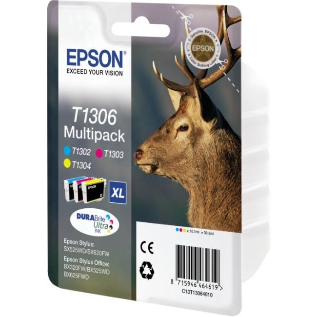 Epson T1306 Extra High Capacity 3 Colour Ink Cartridge Multipack - (Stag)