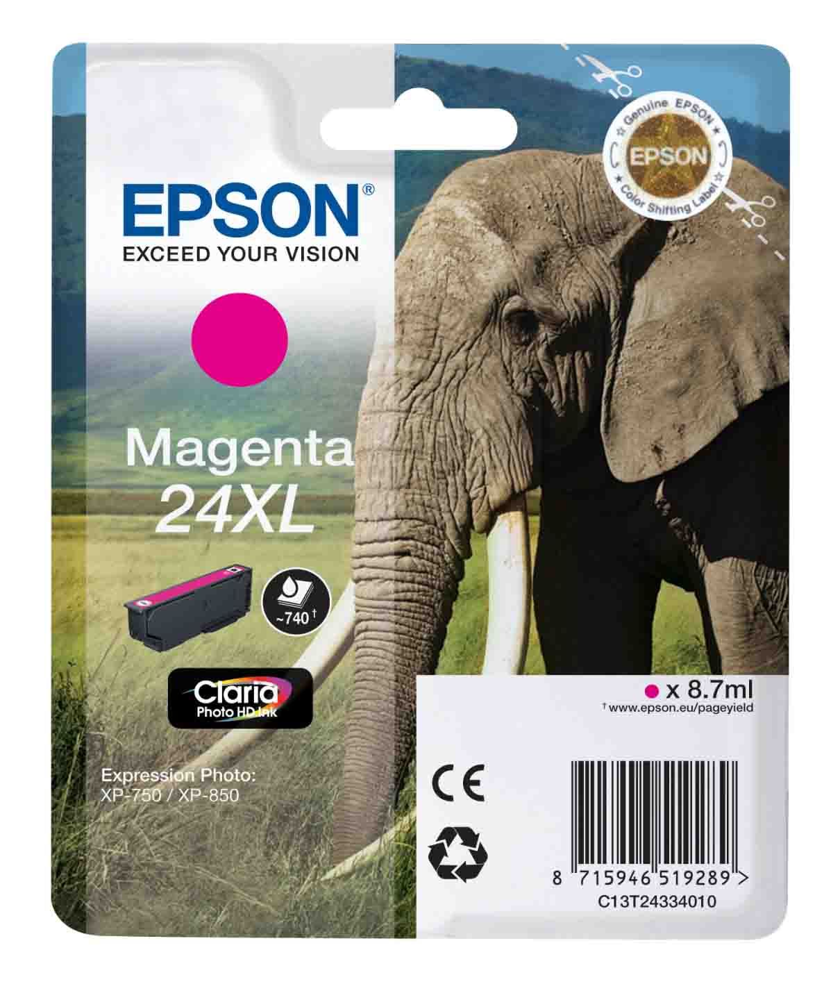 Epson 24XL Magenta High Capacity Ink Cartridge - (T2433 Elephant)