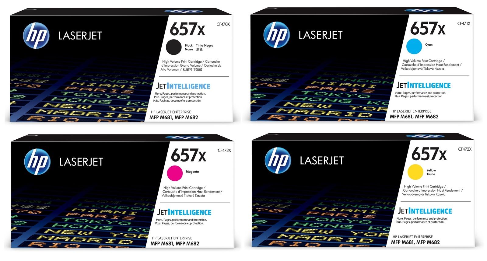 HP 657X High Capacity 4 Colour Toner Cartridge Multipack