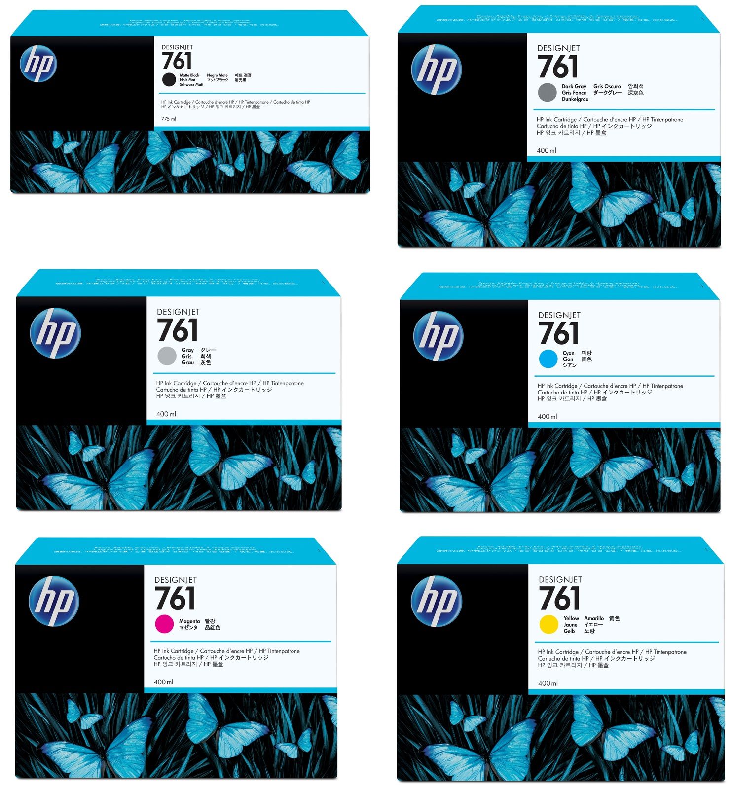 HP 761 6 Colour Ink Cartridge Multipack