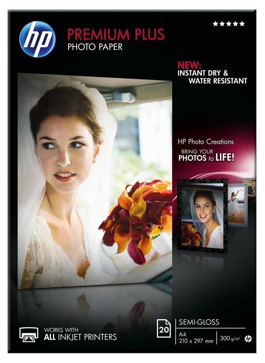 HP Premium Plus Semi-Gloss Photo Sized A4 Photo Paper (CR673A 20 sheets 300gsm Inkjet Photo Paper 210 x 297mm)