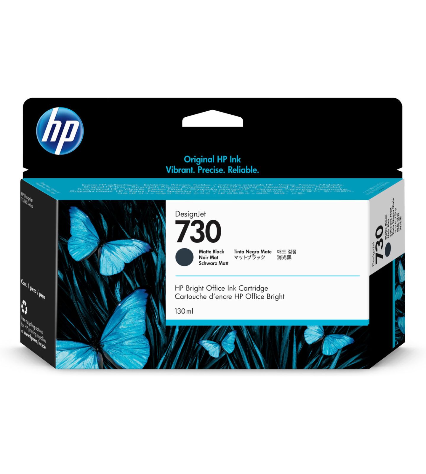 HP 730 Matte Black Ink Cartridge - (P2V65A)