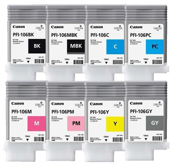 Canon PFI-106 8 Colour Ink Cartridge Multipack